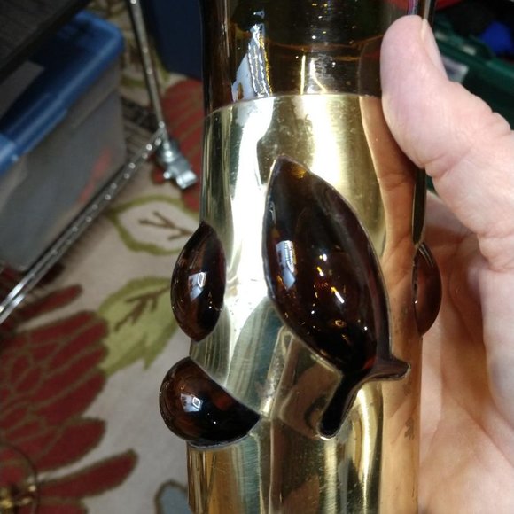 Rare Felipe Derlfinger Caged (metal band) hand blown Amber Tom Collins Glasses - Picture 13 of 16